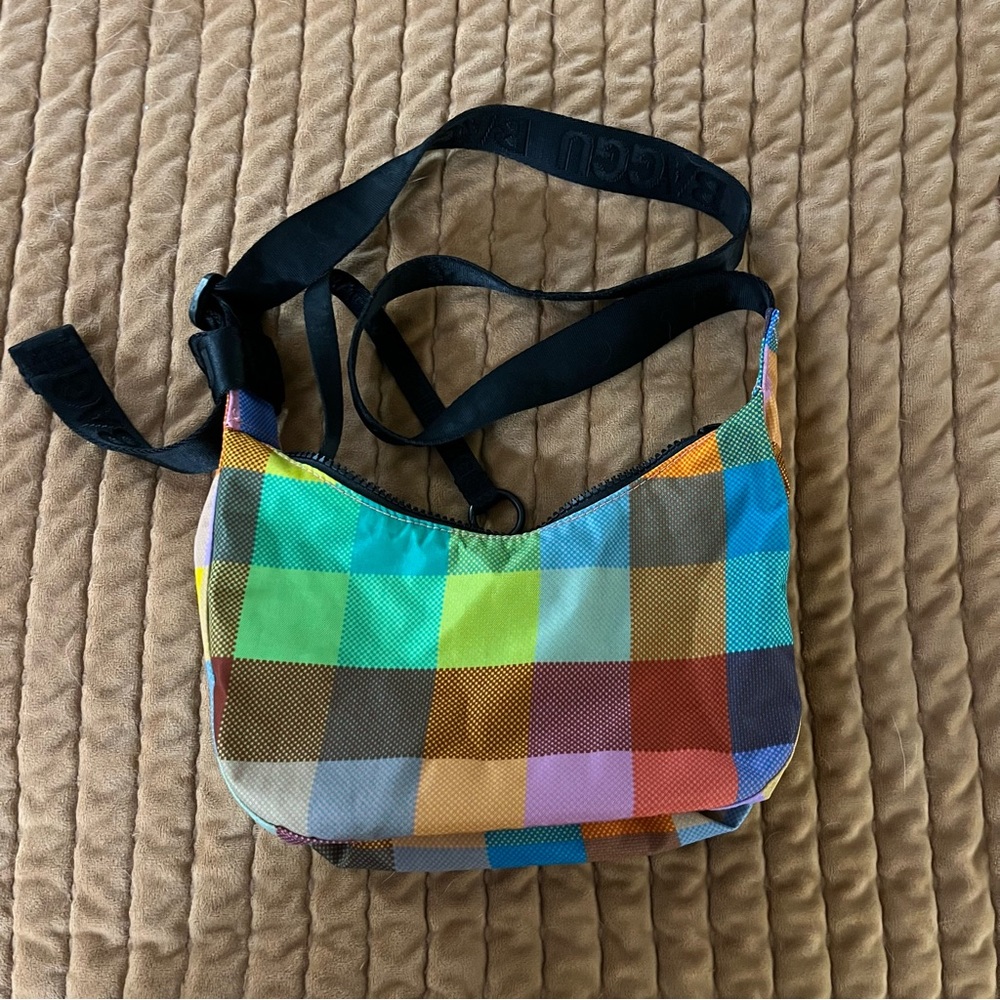 BAGGU Small Crescent Madras NWOT